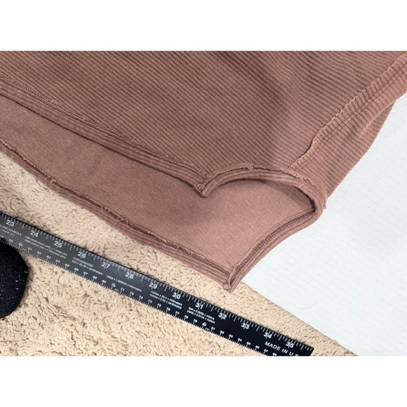 We The Free Brown Ribbed Crew Neck Long Sleeve Oversized Sweatshirt Extra Small - Picture 5 of 7